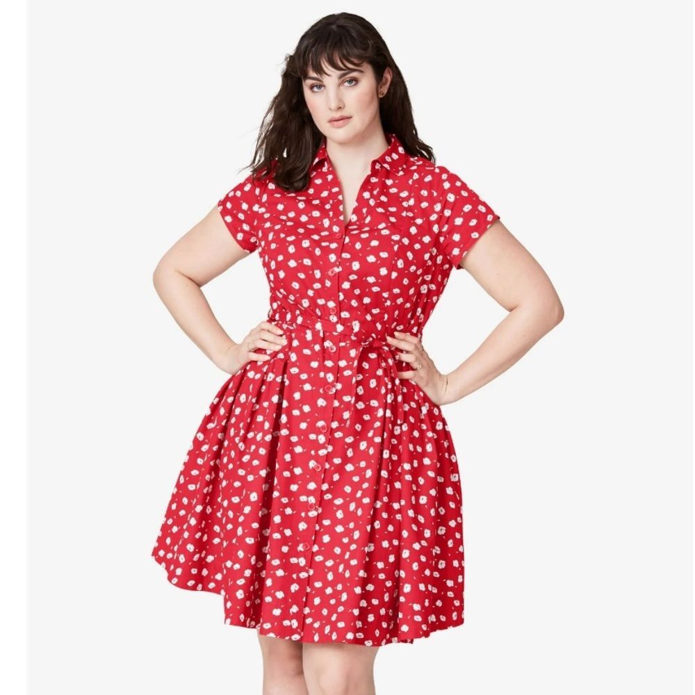 Ellos Red and White Polka Dot Mini Dress